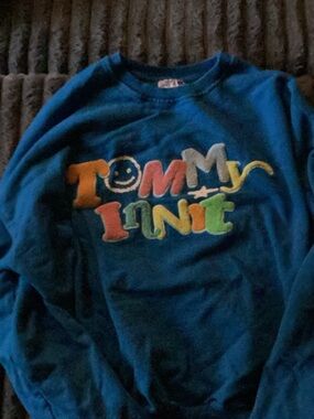 Tommy Innit Bright Blue Crewneck with Multicolor Appliqué